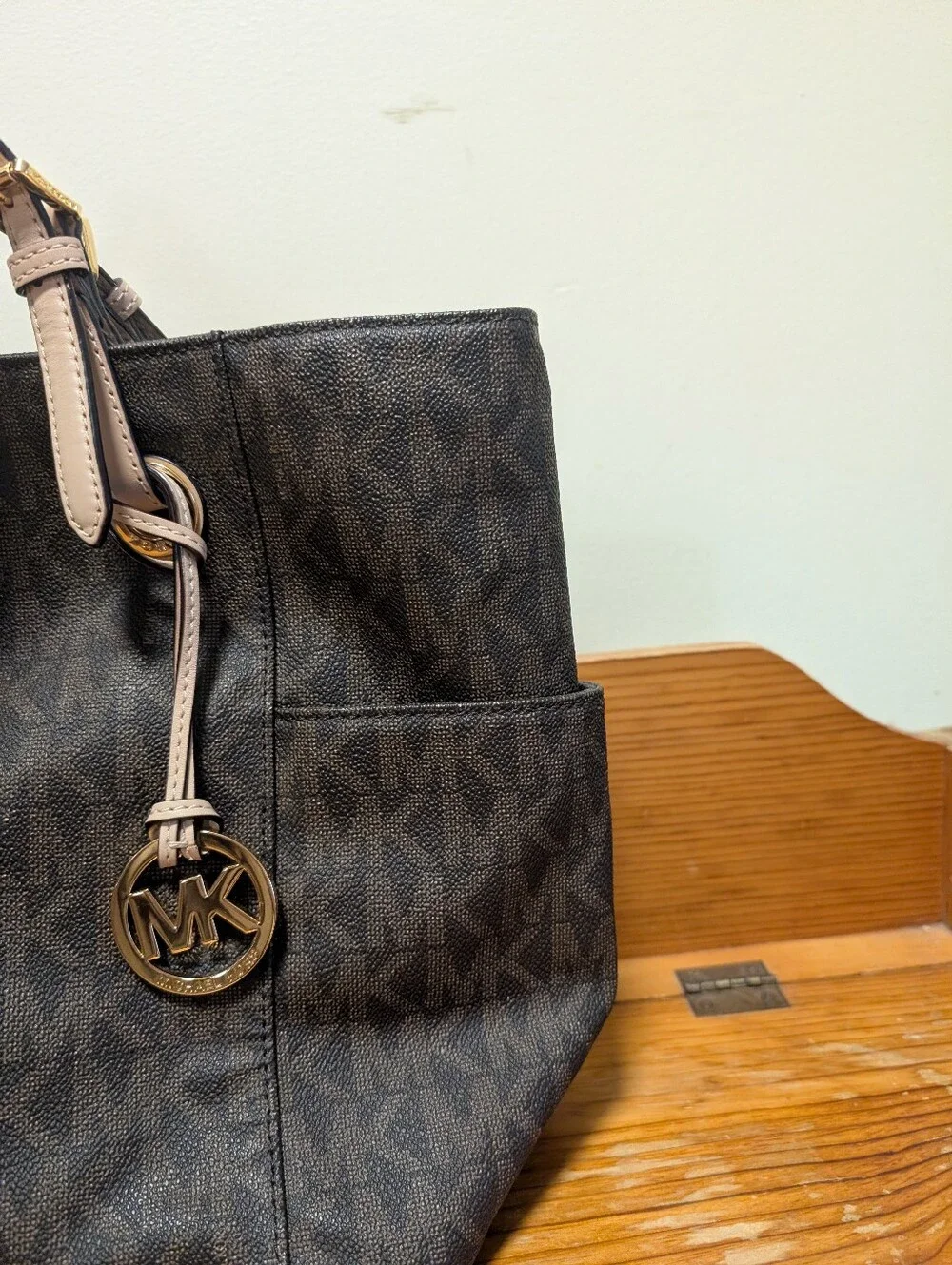 Michael Kors Jet Set Travel MK Signature Tote Brown Tan